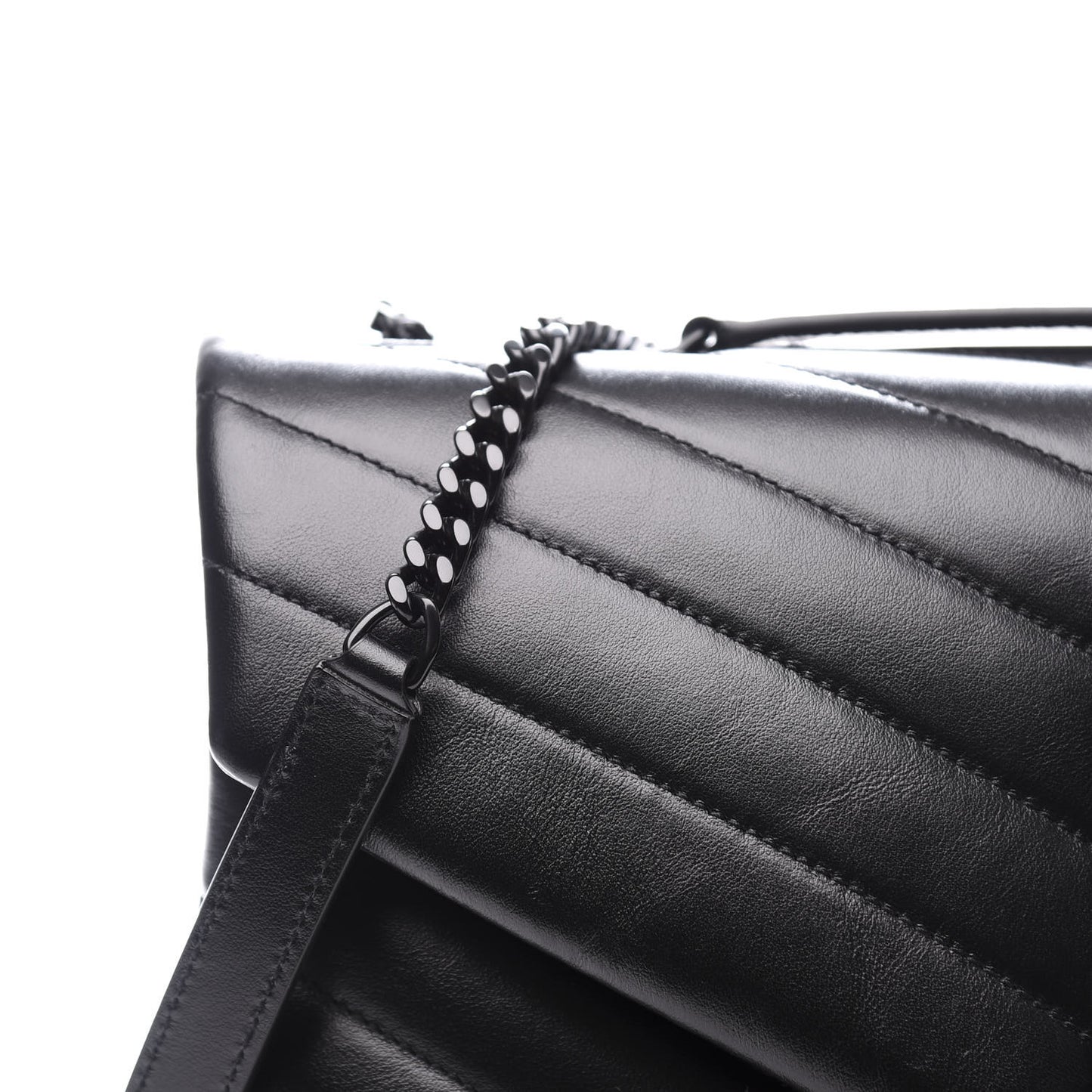 Calfskin Y Quilted Monogram Medium Loulou Chain Satchel Black