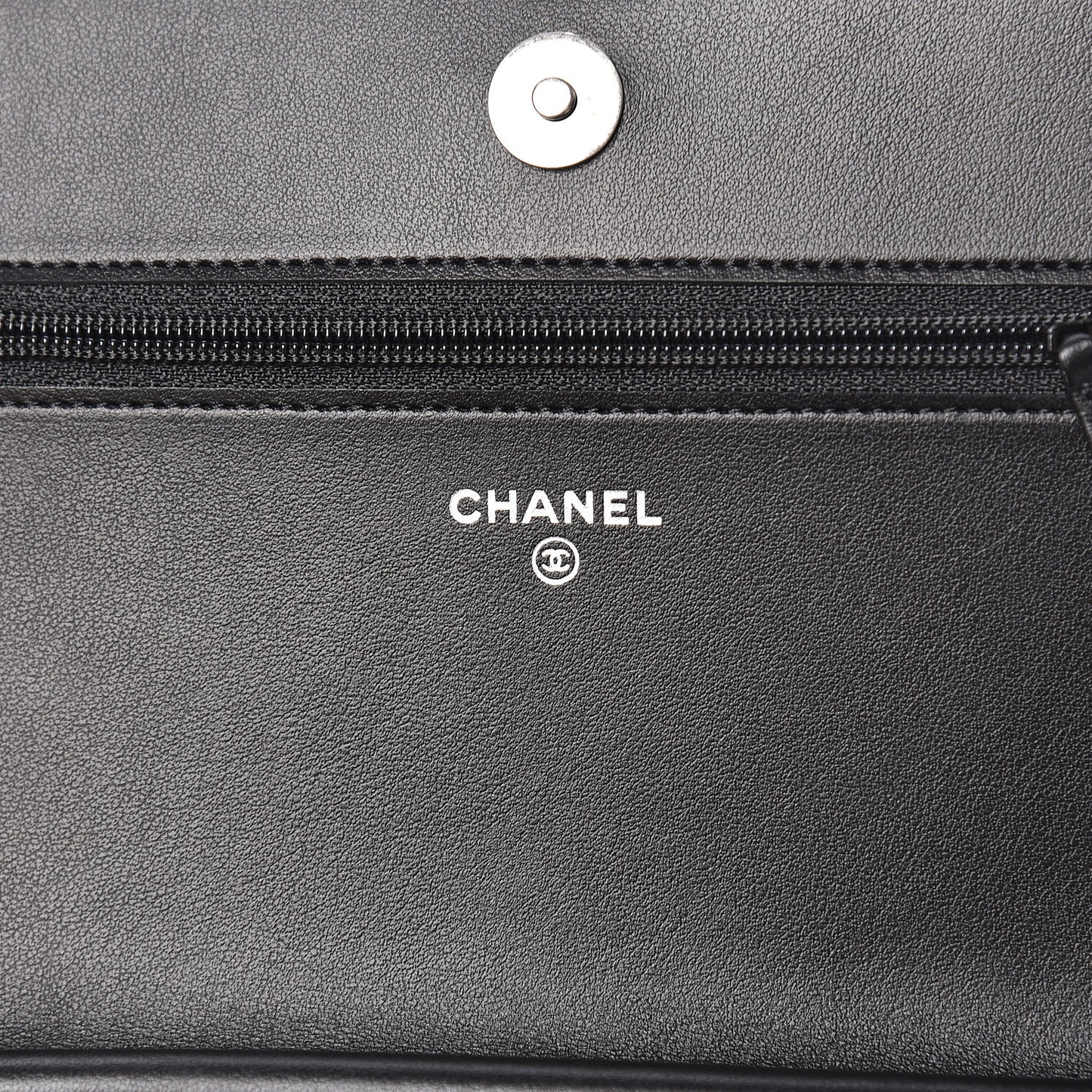 Grained Calfskin Chevron Quilted Boy Wallet On Chain WOC Black