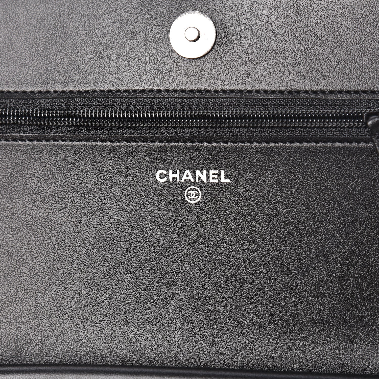 Chanel Grained Calfskin Chevron Quilted Boy Wallet On Chain WOC Black 6 of 14