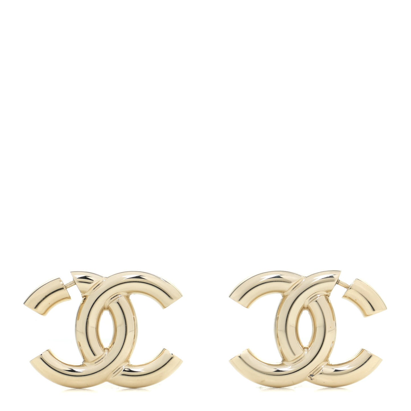 Metal Large CC Earrings Light Gold