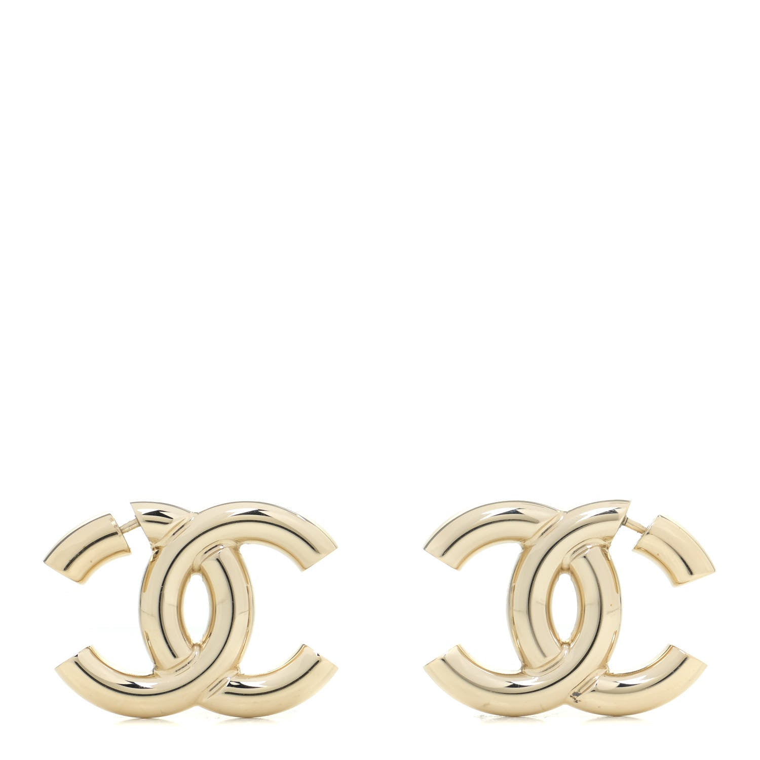 Chanel Metal Large CC Earrings Light Gold 1 of 5