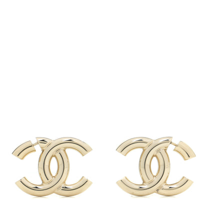 Chanel Metal Large CC Earrings Light Gold 1 of 5