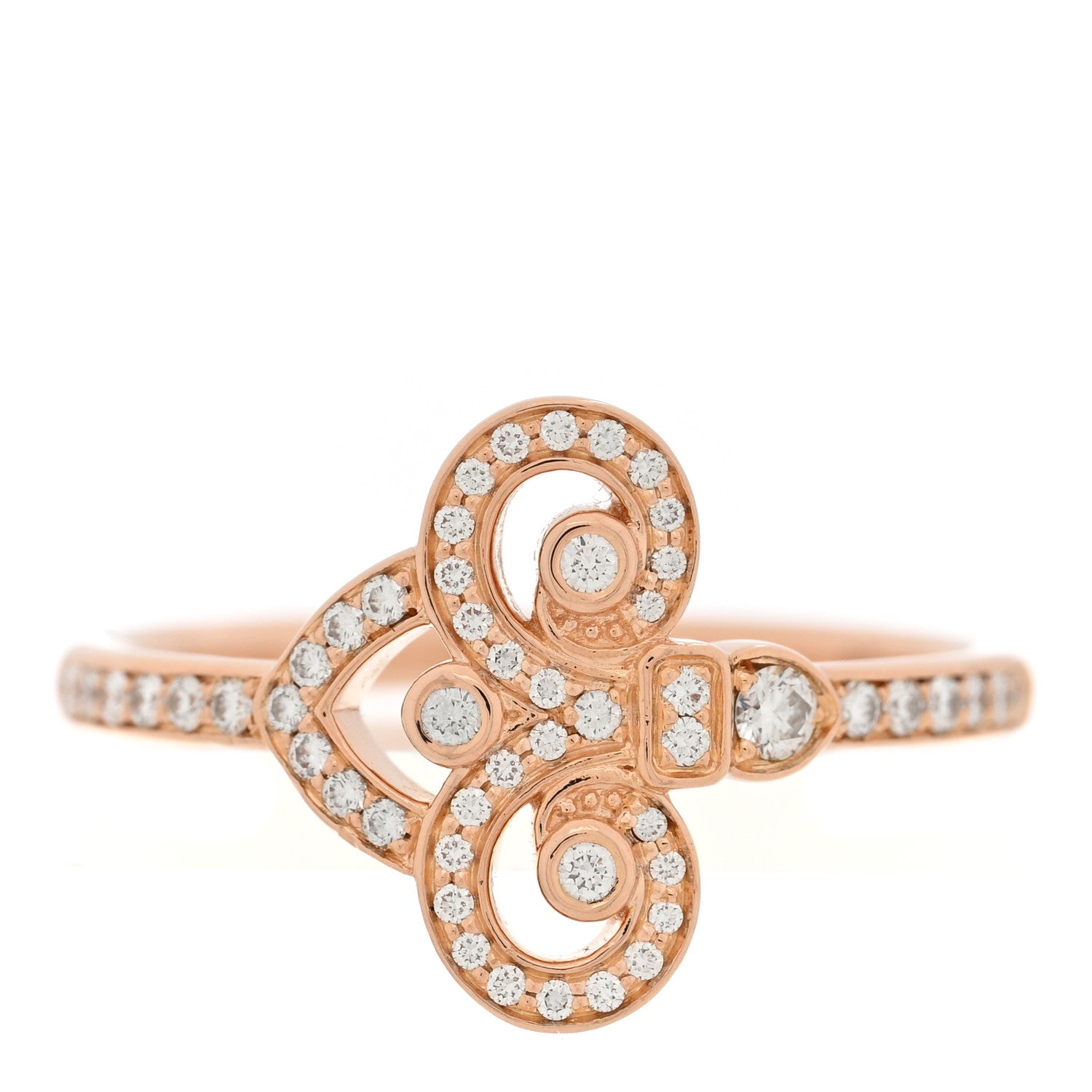Tiffany 18K Rose Gold Diamond Fleur de Lis Ring 57 8 1 of 5