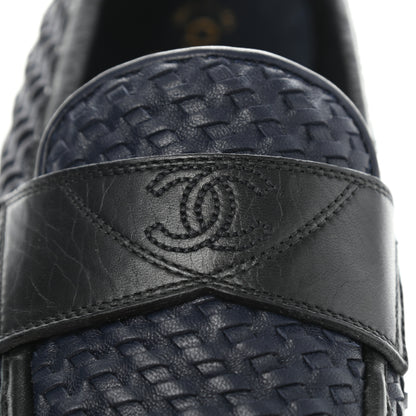 Chanel Lambskin Calfskin Braided Mocassin Loafers 38.5 Navy Black 8 of 8
