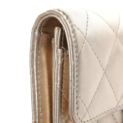 Chanel Metallic Lambskin Quilted Small Flap Wallet Pale Gold 9 of 11