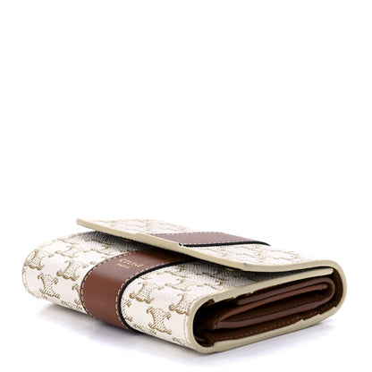 Celine Canvas Triomphe Folded Compact Wallet White Tan 10 of 12