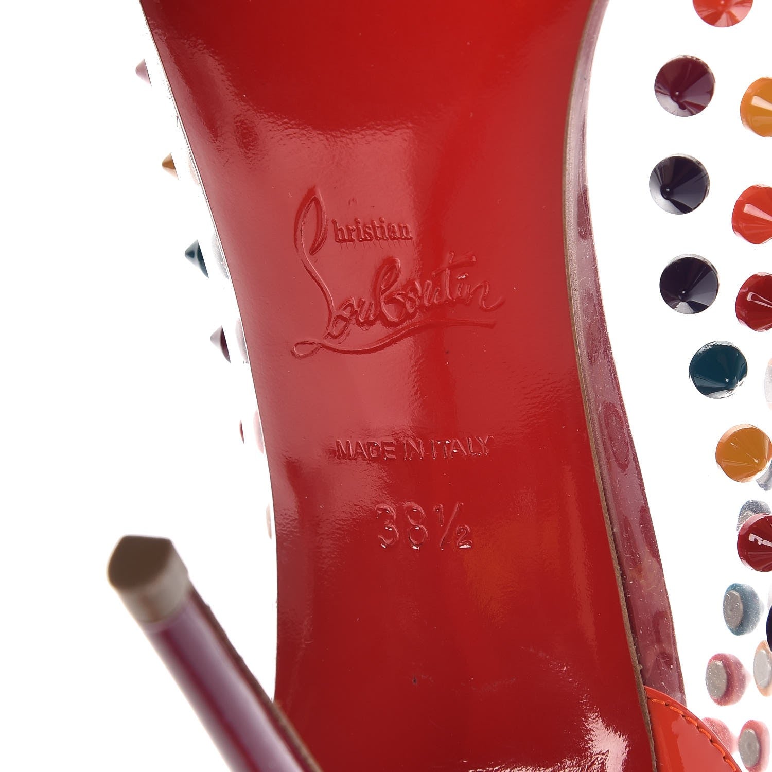 Christian Louboutin Patent PVC Spike Me 100 Pumps 38.5 Multicolor 6 of 9