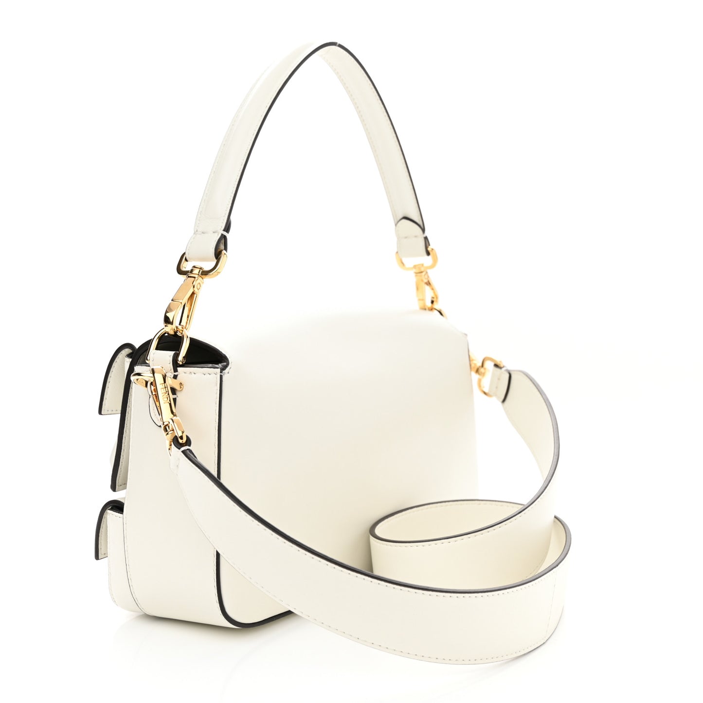 Shiny Nappa Multipocket Baguette White