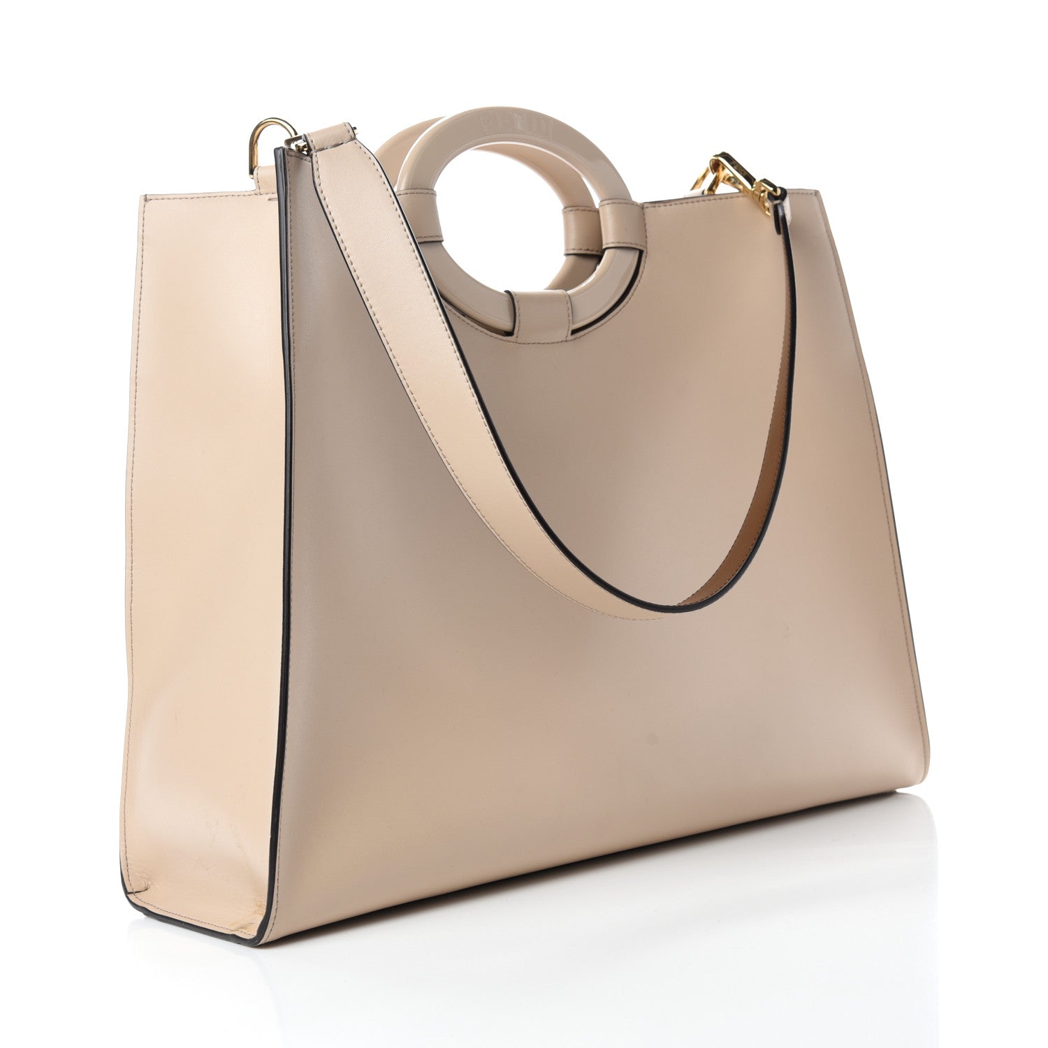 Fendi Vitello Liberty Plexiglass Stamp Patch Perforated Medium Runaway Shopper Tote Nuvola 3 of 9