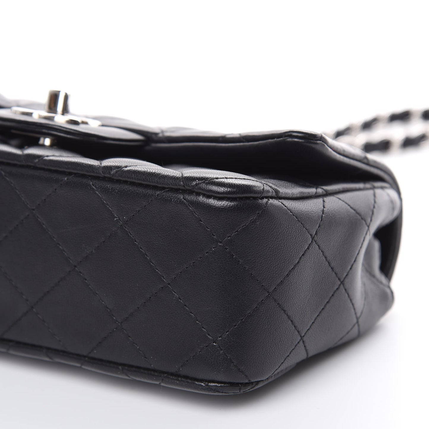 Lambskin Quilted Mini Rectangular Flap Black