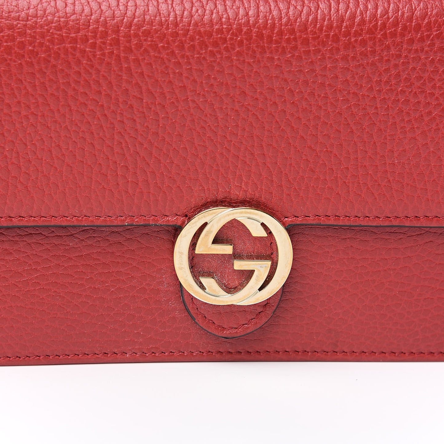 Dollar Calfskin Interlocking G Chain Wallet Red