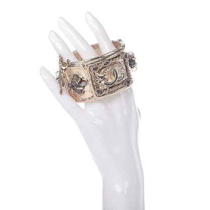 Chanel Crystal Enamel CC Cuff Gold 2 of 4