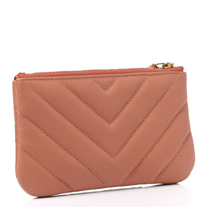 Chanel Caviar Chevron Quilted Small Ancient Greek Charms Cosmetic Case Dark Beige 3 of 8