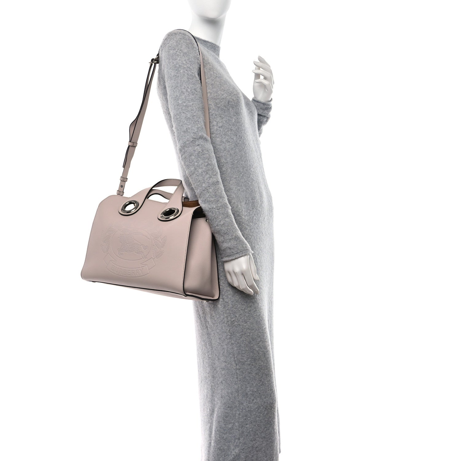 Burberry Smooth Calfskin Small Grommet Embossed Crest Bag Chalk Pink 2 of 15