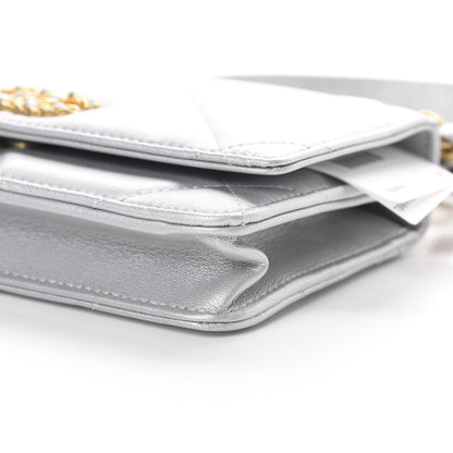 Chanel Metallic Goatskin Quilted 19 Wallet On Chain WOC Silver 10 of 12