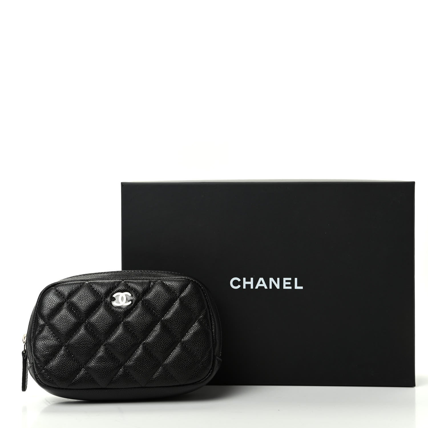 Chanel Caviar Quilted Small Curvy Pouch Cosmetic Case Black 7 of 8