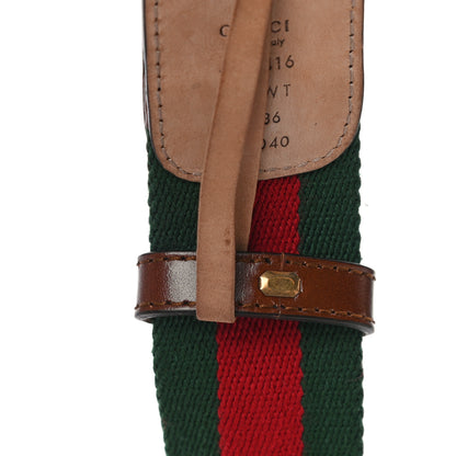 Gucci Nylon Calfskin Double G Web 40mm Belt 90 36 Green Red Cuir 8 of 9