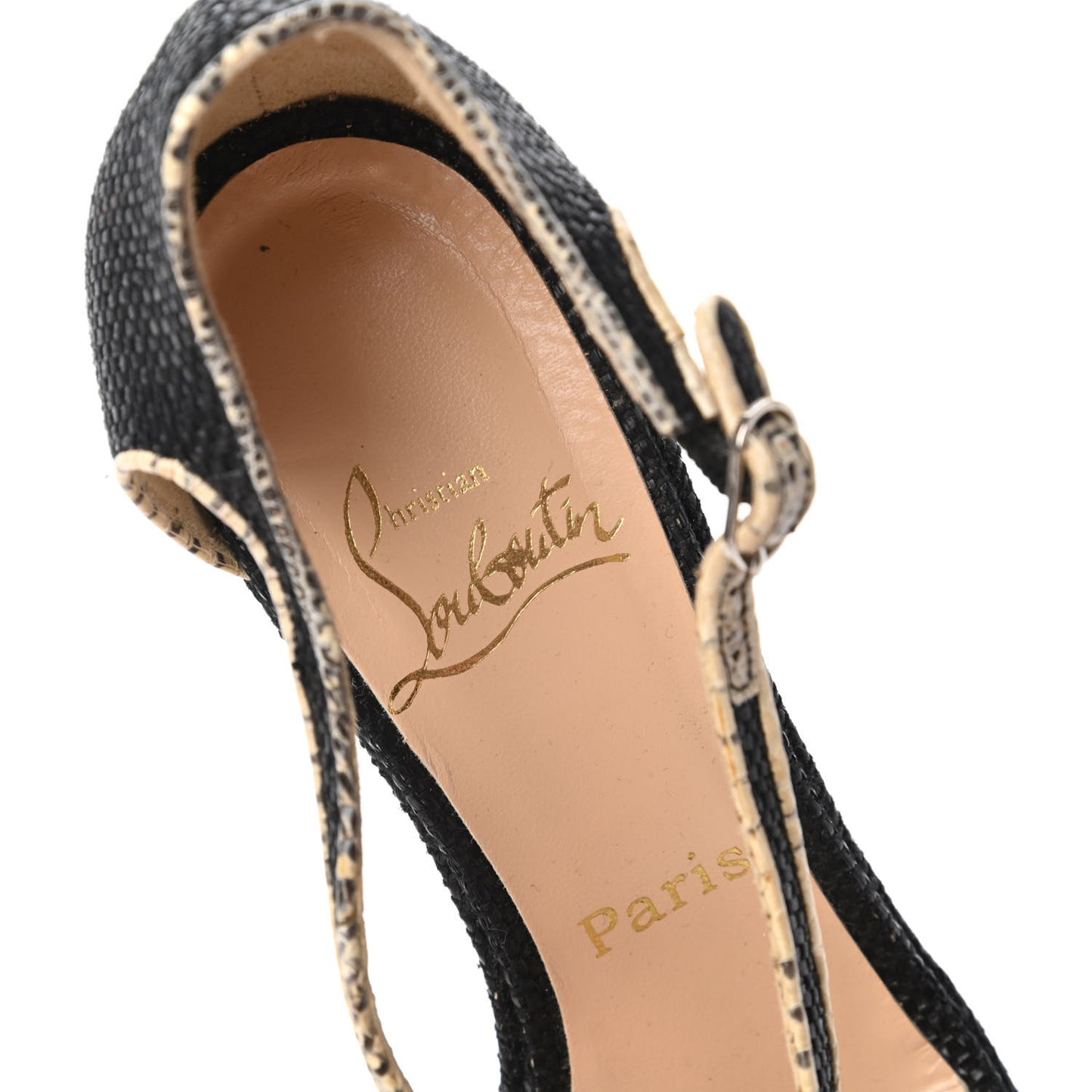 Raffia Platform Wedge Sandals 38.5 Black