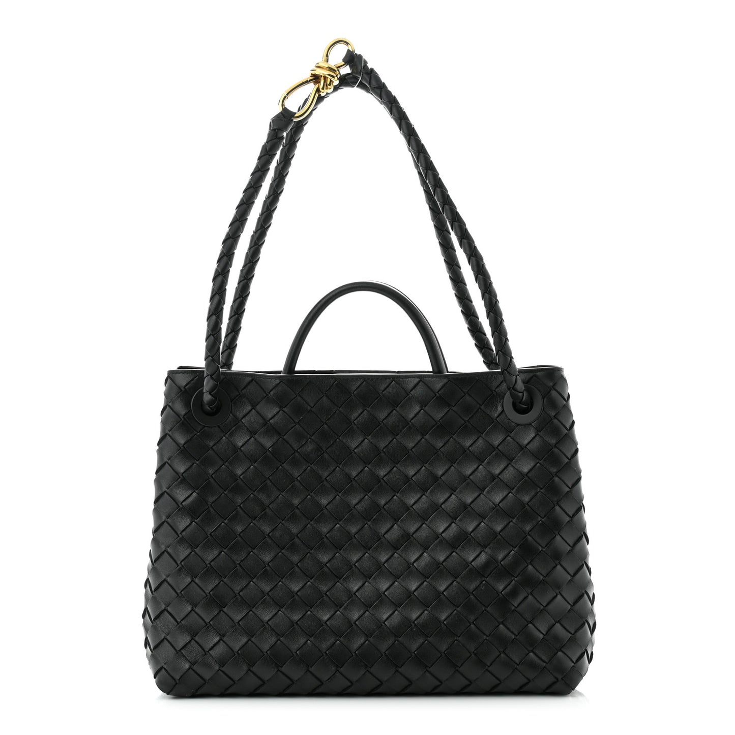 Nappa Intrecciato Medium Andiamo Shoulder Bag Black