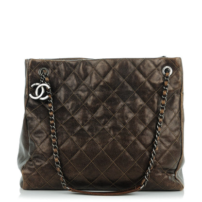 Chanel Iridescent Caviar Quilted Tall Chic Shopping Tote Dark Gold 1 of 18