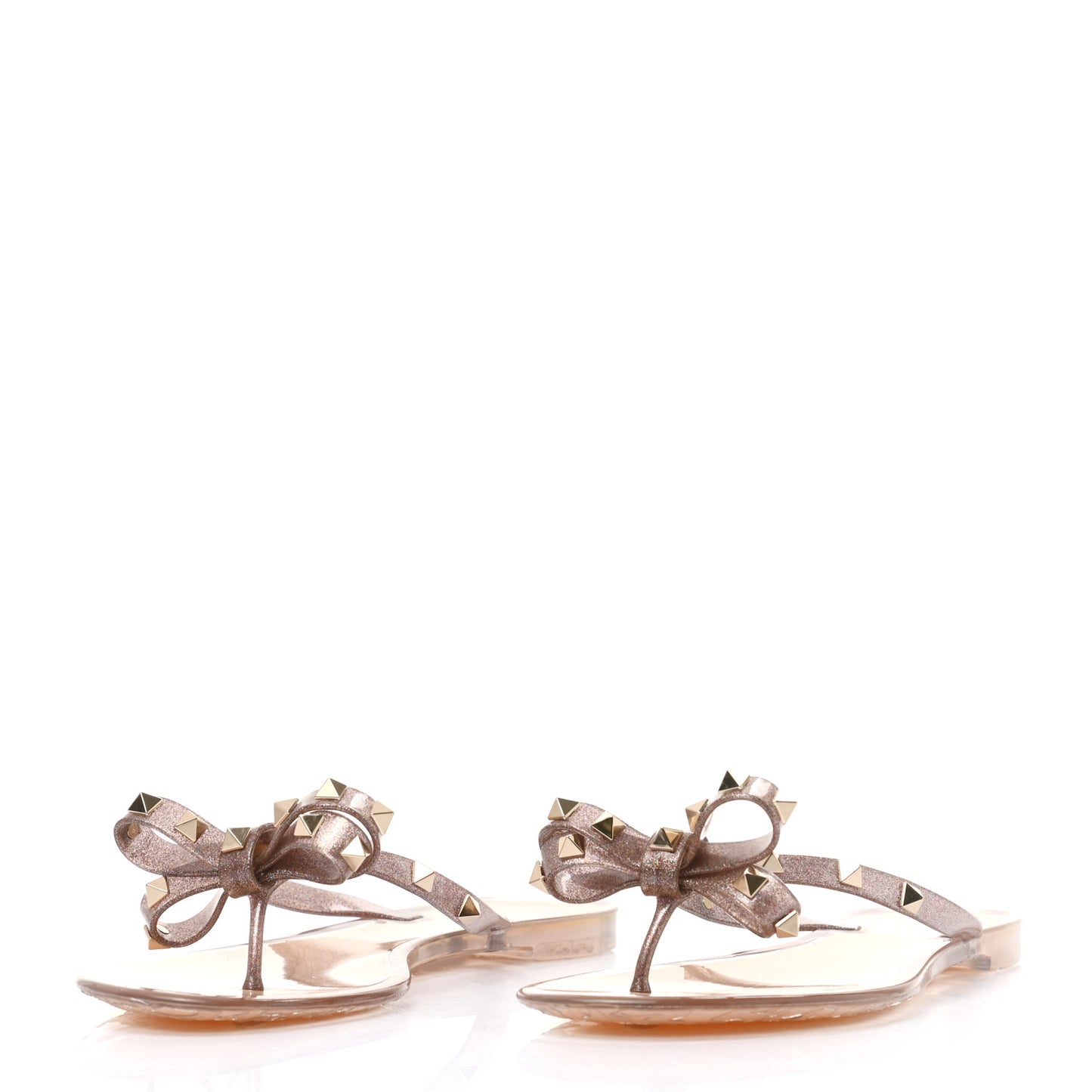 PVC Jelly Glitter Rockstud Bow Thong Sandals 40 Multicolor