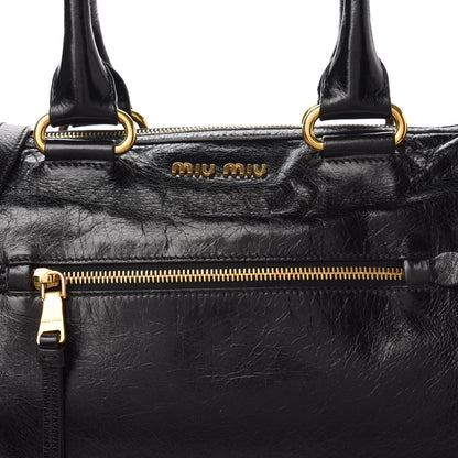 Miu Miu Vitello Shine Zip Tote Black 9 of 9