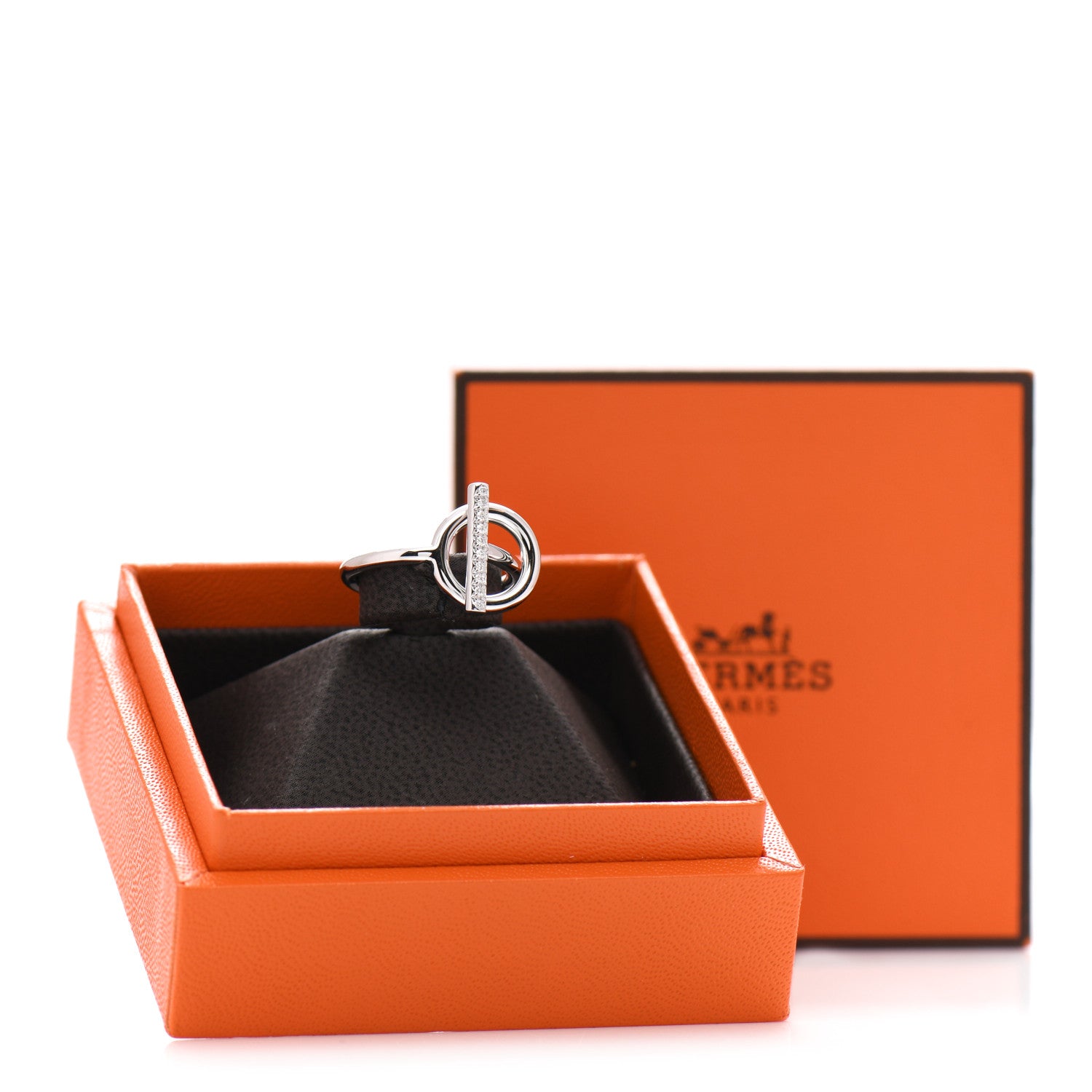 Hermes 18K White Gold Diamond PM Echappee Ring 49 5 5 of 5