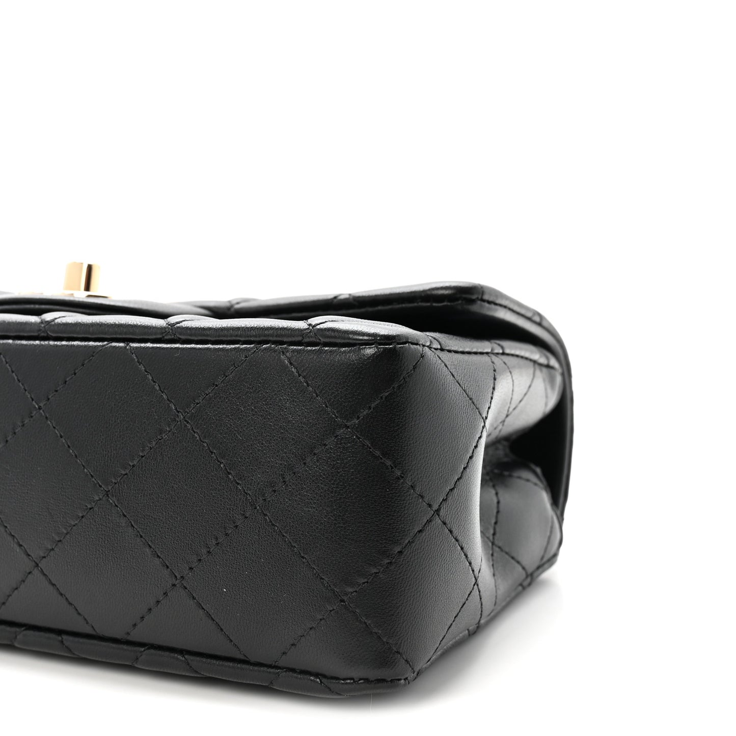 Lambskin Quilted Mini Rectangular Flap  Black