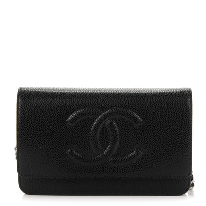 Chanel Caviar Timeless CC Wallet On Chain WOC Black 1 of 8