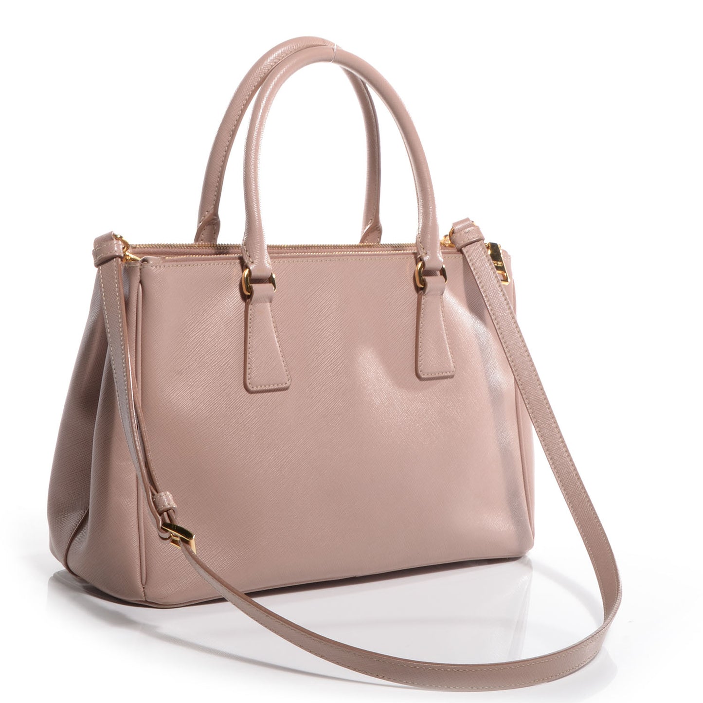 Saffiano Lux Small Double Zip Tote Cammeo