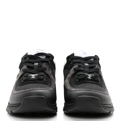 Chanel Mesh Suede Grained Calfskin Womens CC Sneakers 39 Black White 2 of 8