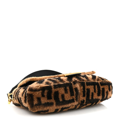 Fendi Shearling Vitello Dolce Macro FF 1974 Baguette Tobacco Black 4 of 9