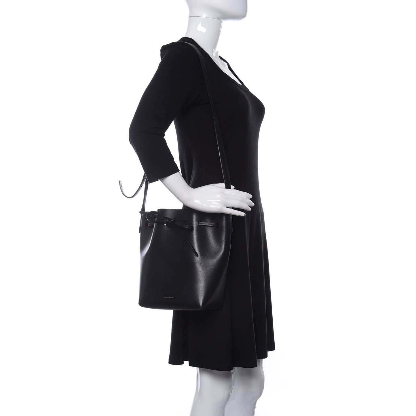 Calfskin Mini Bucket Bag Black Flamma