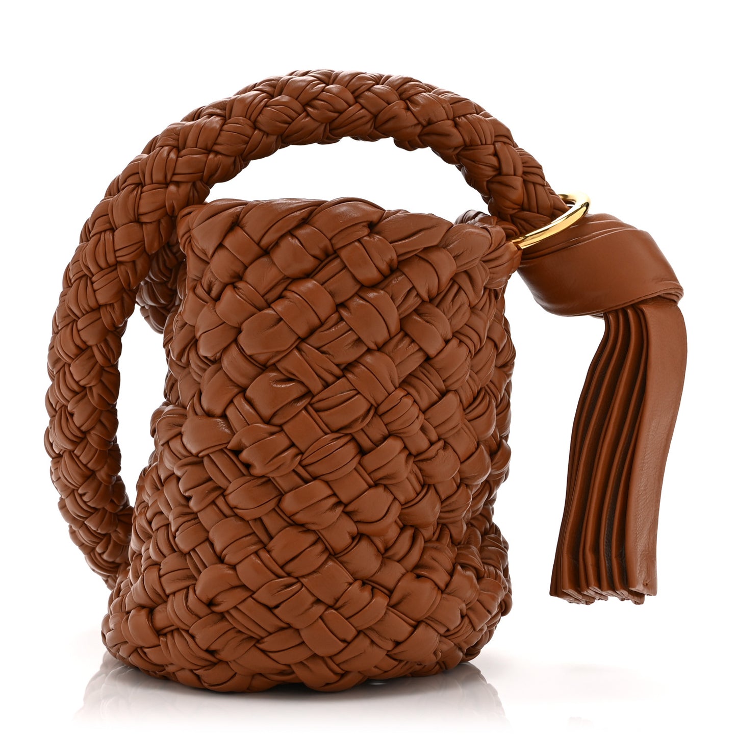Calfskin Intrecciato Small Foulard Kalimero Bucket Bag Wood