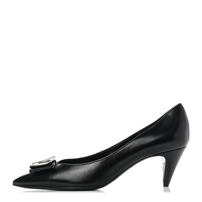 Saint Laurent Calfskin Bow Anais Pumps 36 Black 1 of 9