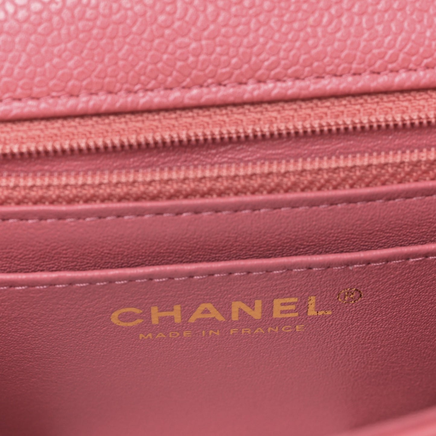 Iridescent Caviar Quilted Mini Rectangular Flap Pink