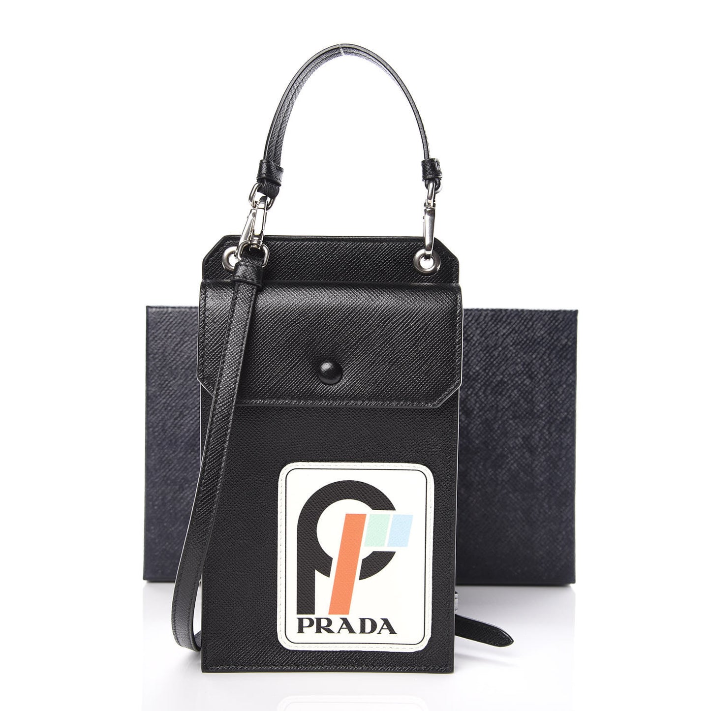Saffiano Racing Logo Patch Mini Bag Black