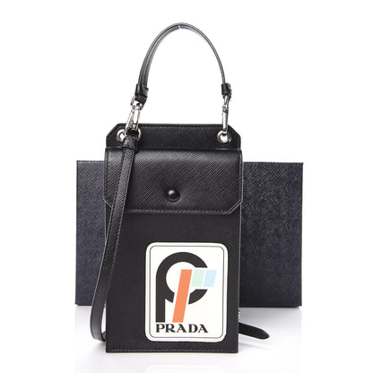 Prada Saffiano Racing Logo Patch Mini Bag Black 7 of 7