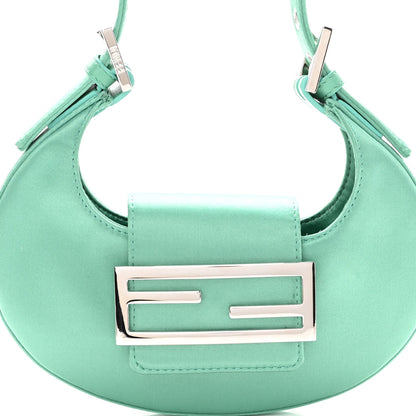 Fendi Silk Satin Mini Cookie Hobo Bag Spring Turquoise 8 of 10