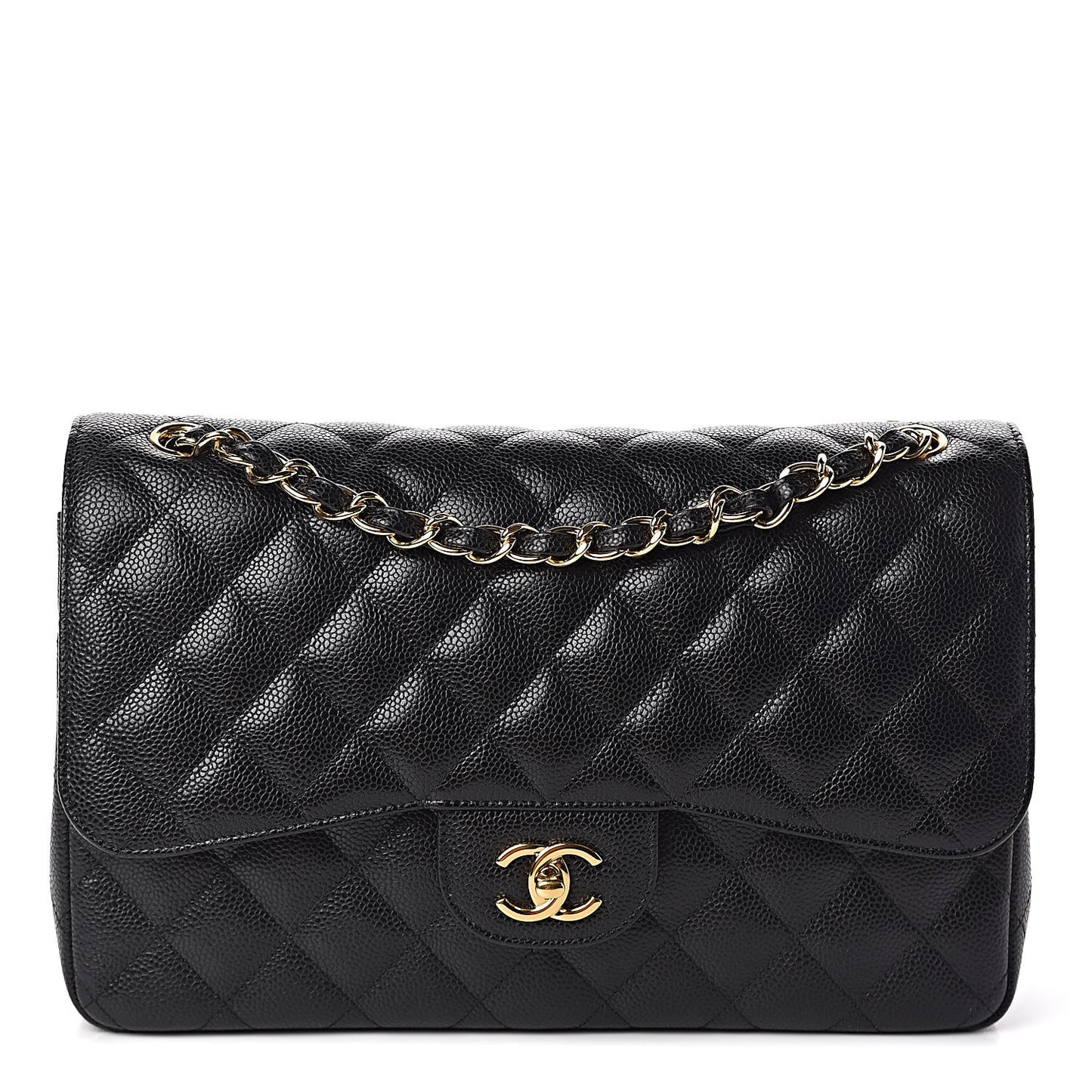 Caviar Quilted Jumbo Double Flap Black
