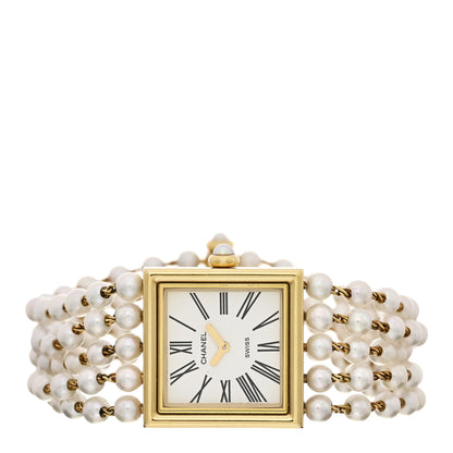 Chanel 18K Yellow Gold Pearl 23mm Mademoiselle Quartz Watch 2 of 4