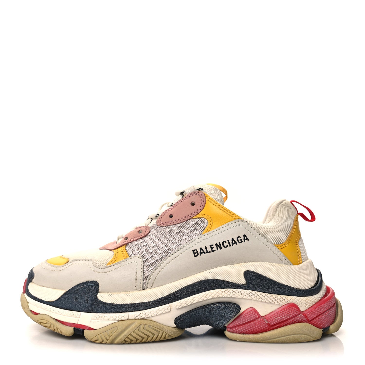 Balenciaga Fabric Mesh Multicolor Womens Triple S Sneakers 39 Yellow Pink Grey 1 of 10