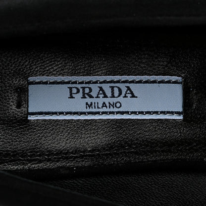 Prada Camoscio Metal Triangle Logo Loafers 37.5 Black 7 of 9