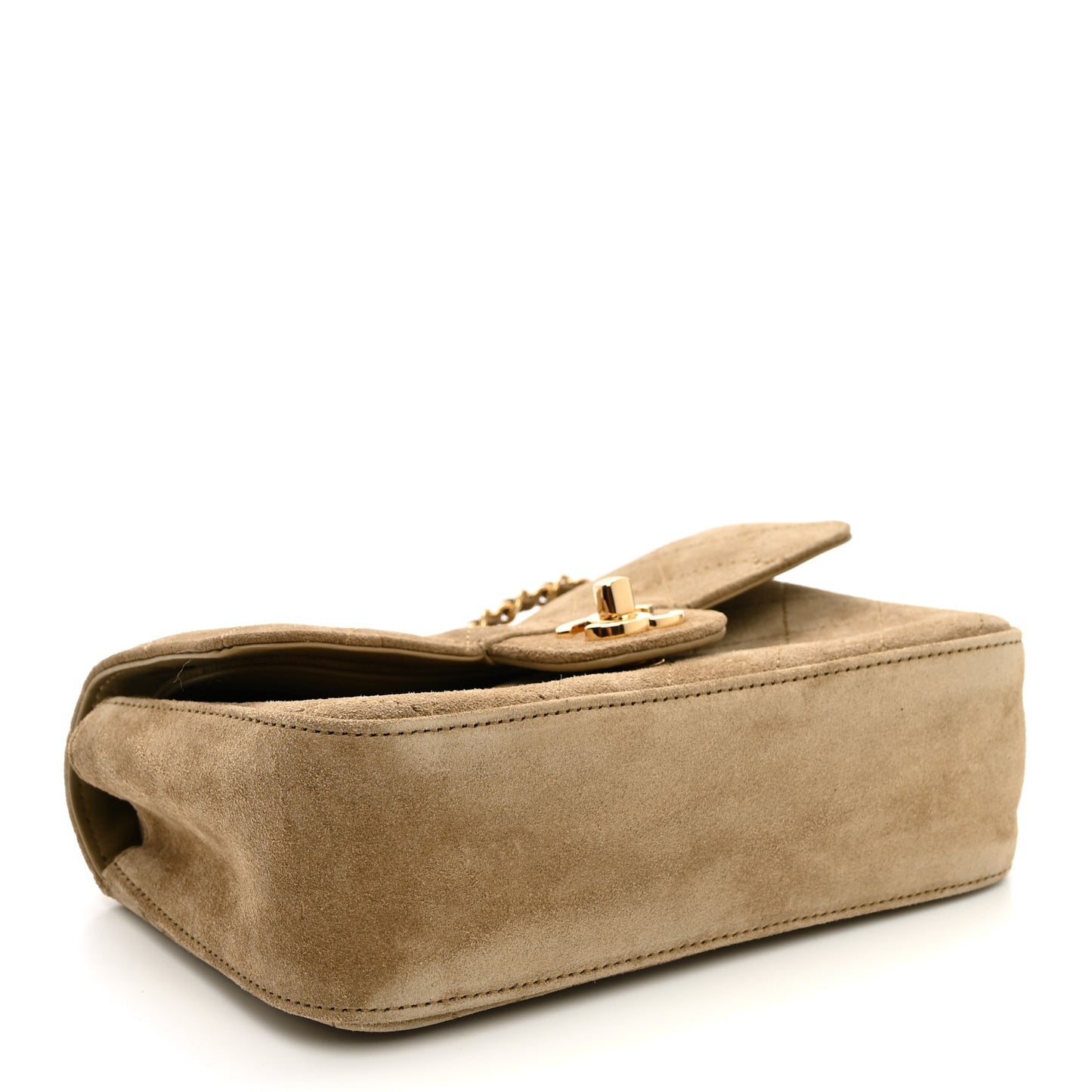 Suede Calfskin Mini Souplissimo Flap Dark Beige