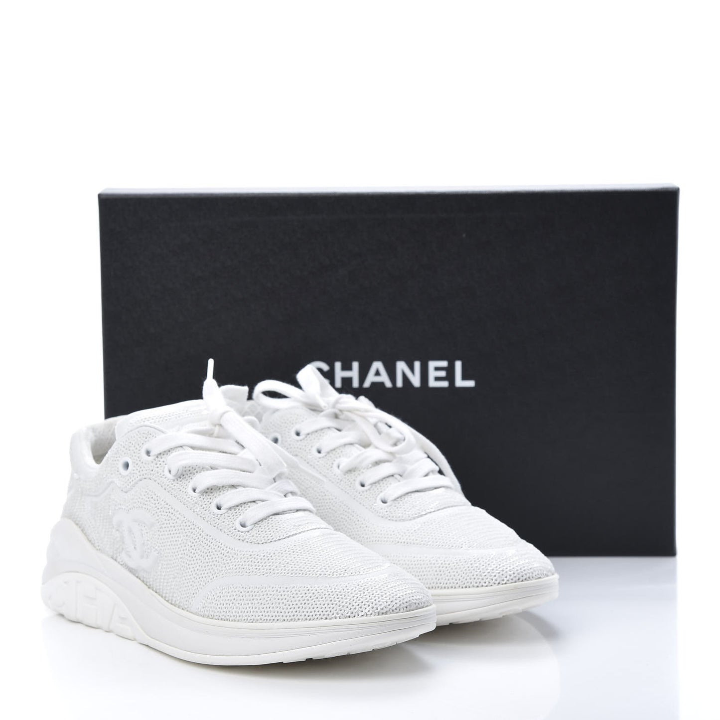 Sequin CC Sneakers 38.5 White