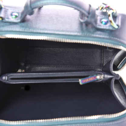 Chanel Iridescent Caviar Quilted Medium CC Filigree Vanity Case Dark Turquoise 4 of 10