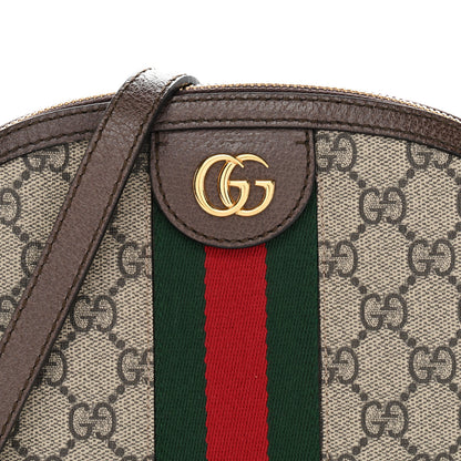 Gucci GG Supreme Monogram Textured Dollar Calfskin Web Small Ophidia Dome Shoulder Bag Beige Ebony New Acero 8 of 11