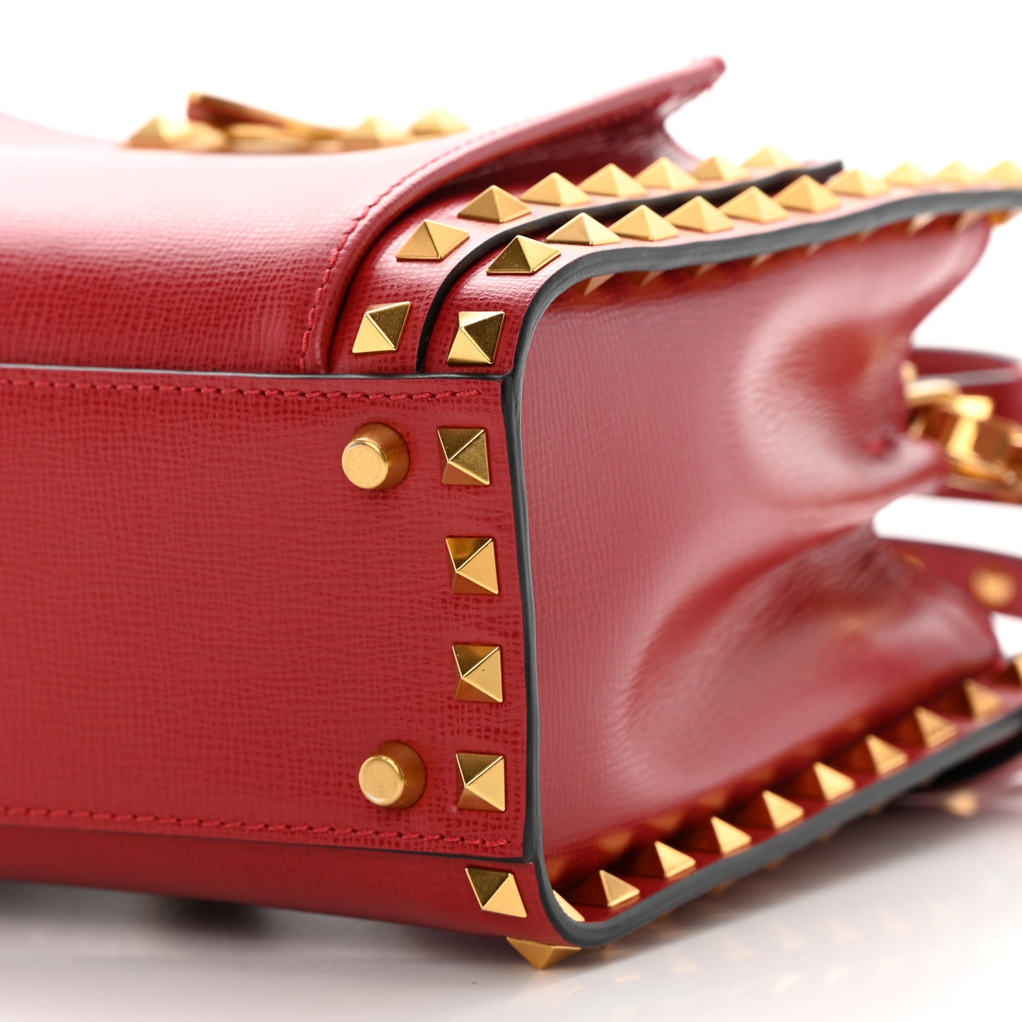 Vitello Small Rockstud Alcove Top-Handle Bag Rosso Valentino
