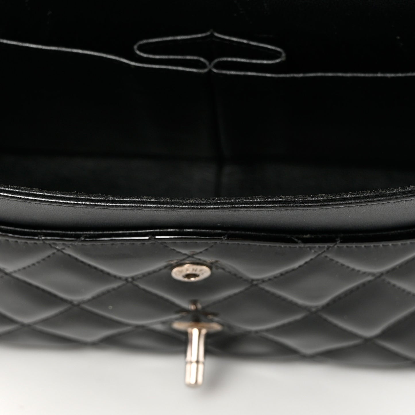 Patent Quilted Jumbo Double Flap Black