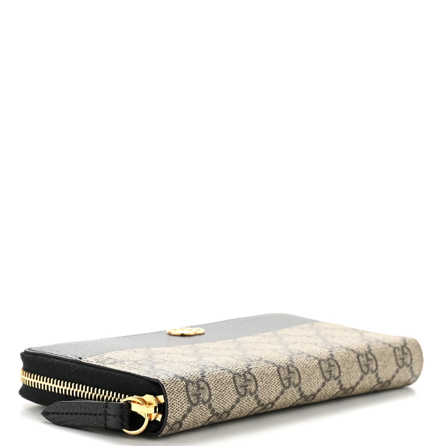 Gucci Dollar Calfskin GG Supreme Monogram GG Marmont Zip Around Wallet Black Beige Ebony 4 of 12